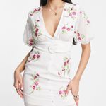 ASOS Design White Floral Embroidered Belted Mini Dress Photo 0
