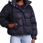 Avec Les Filles Womens L Water Resistant Puffer Jacket in Black White Dot NEW Photo 0