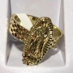 Laminated Gold Virgin Mary Ring Religious Oval Textured Band Statement RingSize8 Photo 1