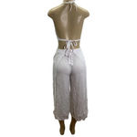 Zuliana Size M/L White 100% Rayon Wrap Tie Pants & Halter Top. Photo 3