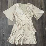 Altar'd State Altar’s State Gold Satin Ruffled Dress - Size Small Photo 0