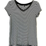 Cable & Gauge  | Black White Stripe Tee Shirt Short Sleeve Womens Small Photo 0