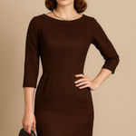 Vintage Dorothy Stead Women Brown‎ Chevron Dress Modern Size 4/6 1960s Cocktail Brown Photo 0