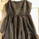 Kate Spade New York Black Tiered Ruffle Midi Dress Spaghetti Strap Size S Photo 3