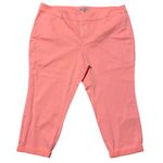Loft Plus Marisa Cuffed Cropped Bright Neon Coral Pants NWTs size 26 Plus Photo 2