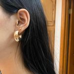 Small Thick Hoop Earrings Gold Photo 3