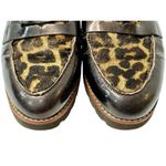 EARTHIES Braga Cow Hair Leopard Print Brown Patent Leather Loafer Shoes Sz 8.5B Photo 3