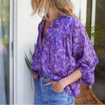Emerson Fry India Collection Violet Purple Floral Wildflower Emmaline Blouse XS Photo 1