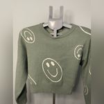 Altar'd State Altar’d State cropped Green Smiley Face Sweater XS Photo 1