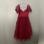 Lulus Lulu’s Brightly Beloved Wine Red Tulle Tiered Puff
Sleeve Midi Dress Size Medium Photo 9