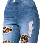 Venus Leopard Patched Distressed Jeans Photo 1