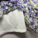 AB Studio  Purple Green Floral Short Sleeve Lace Ruffle Top Size‎ Women's Large Photo 4