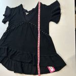 POL Boho Black Studded Ruffle Hem Tunic Top Size Small | Flowy Artsy Layered Photo 5