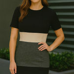 Judith & Charles Striped Knit Sheath Sweater Dress Size 2 Black White Career Photo 0