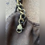 Donald Pliner Donald J Pliner Brown Leather Snake Print Studded Shoulder Bag Photo 1