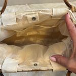 VINTAGE CROCHETED BAMBOO HANDLES HANDMADE SUMMER BAG CREAM COLORS LINED Tan Photo 6
