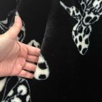 Vintage 80s DonnyBrook Black/White Bow Ribbon Print Faux Fur Coat Size Petite M Black Photo 8