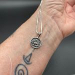 Lotus Flower Sterling Silver Disc Pendant Necklace Photo 2