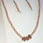 MAKU Orange and White Pottery Beaded Boho Necklace Set Photo 0