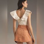 Pilcro Anthropologie  Pleated‎ Micro Circle Soft Denim Mini Skirt Pink Rose Sz 10 Photo 3