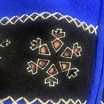 Requirements  Blue Snowflake Cut Out 100% Wool Zip Up Sleeveless Vest Size Small Photo 4