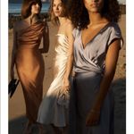 Sachin + Babi NWT Winter Slip Dress in Gold Size 8 Satin Tie Back Photo 2