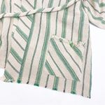ZARA  The Beth Kimono Jacket Rustic Green Tan Stripe Belted Woven Cotton Photo 11
