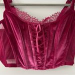 Victoria's Secret Victoria’s Secret Dream Angels Unlined Lace Up Velvet Corset Claret Red NWT L Photo 3
