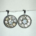 Silver Tone Vintage Rhinestone Crystal Stud Screw Back Earrings Photo 3