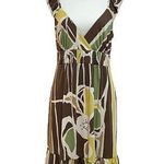 BCBGMAXAZRIA Women's Sleeveless V Neck Floral Mini Dress Brown Medium Flounce Photo 0