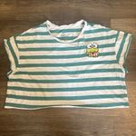 Keroppi Women’s Cropped Green & White Striped Crop T Photo 3