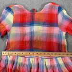 ZARA Plaid Tie Back Peplum Shirt Womens Small Red Short Sleeve Ruffle Round Neck Photo 5