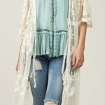 ✨ SHEER LACE VELVET KIMONO ✨ Size L Photo 0