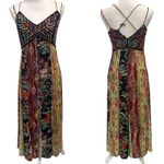 Anthropologie  Boho Multi-Print Embroidered V-Neck Maxi Dress Art-to-Wear Fairy Photo 1