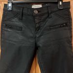 Current/Elliott  The Stiletto Biker Zipper‎ Black Coated Cropped Jeans Size 26 Photo 7