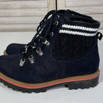 Torrid Faux Suede Sweater Knit Hiker Ankle Boot Navy Blue-7W Photo 0