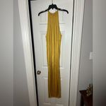 Ronny Kobo Estera Yellow Gold Halter High Neck Maxi Gown Size L Side Slit Size L Photo 2