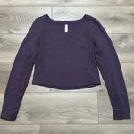 Athleta NWOT  Shanti Lace Long Sleeve‎ Crop Top Thumbholes Purple Size XL Photo 0