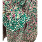 Cherry Cloth Lace Trim Frilly Popover Floral Long Sleeve Blouse Green Size Large Photo 3