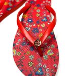 Tory Burch Rubber Flip Flop Thongs in Red Floral Size 11 Photo 2
