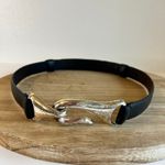 Chico's  Black Genuine Leather Adjustable Silver Loop Buckle Belt Size SM/Medium Photo 1