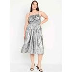Old Navy  Metallic Silver Waist Defined Cami Midi Dress Size M NWT Photo 8