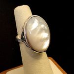 Sterling Silver ANN KING Mother of Pearl Cabochon Cut Out Ring Sz 6 NWOT Photo 2
