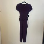 Andrew Marc  Tulip sleeve tie waist jumpsuit in Aubergine Size 8 NWT Photo 4