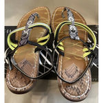 Sam & Libby Sam‎ & Libby Size 9 Karina Lime Black T Strap Thong Sandals Aztec Print Festival Photo 6