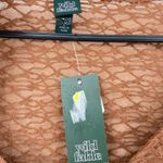 Wild Fable NEW Sheer Floral Mesh Crop Top Size Large Brown Cap Sleeve V Neck Photo 2