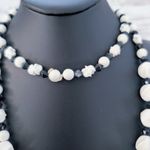 Vintage Necklace Statement Unusual Cream & Black Very Long Can Be Layered Photo 1