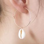 Free People Brand New Summer Boho Chic Seashell Beach Hoop Earrings Photo 0