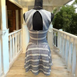 Altar'd State ‎ Blue Striped Fit & Flare Dress Small Keyhole Back Photo 2