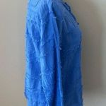 Lulu B Top Women’s floral embroidered fringed long sleeve small blue Photo 4